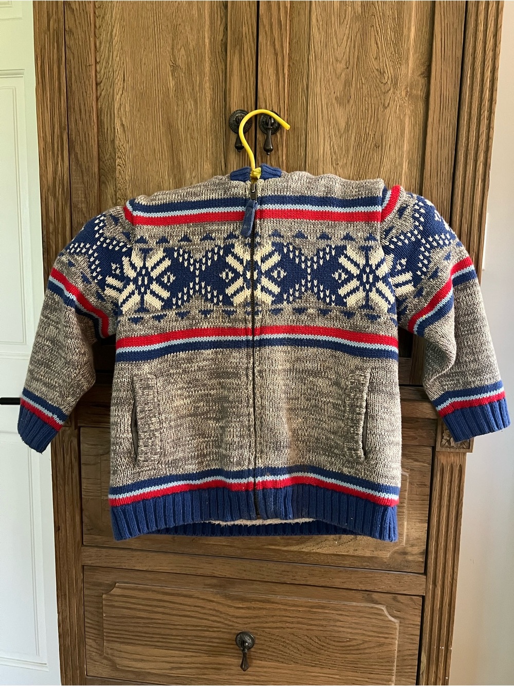 Hanna Andersson Boys Nordic Fair Isle Sweater Jacket — Size 100
